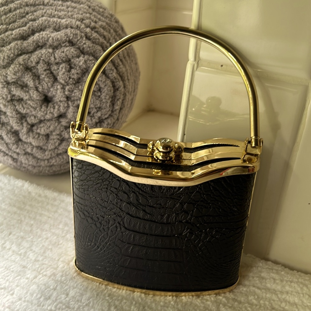 Bijoux Terner Black and Gold Mini Handbag